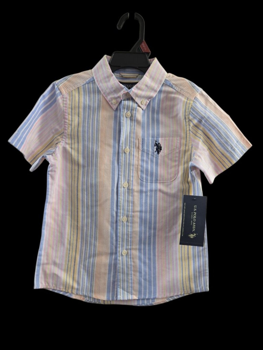 NWT U.S. Polo Assn. Short Sleeve Button-Up Oxford Shirt Boys Size L 10/12